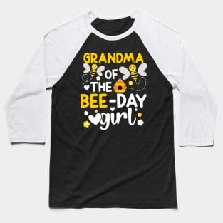 Grandma of the Bee-Day Girl Birthday Hive Party Matching Family Baseball T-Shirt